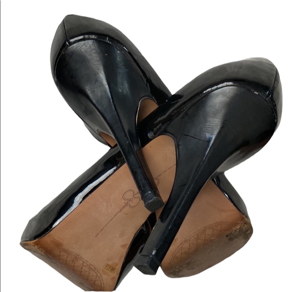 Black Jessica Simpson Peep Toe Patent Leather Heel - Picture 5 of 8